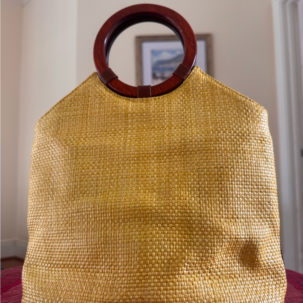 Isabella Fiore Yellow Tote with Palm Tree Design - Picture 2 of 3